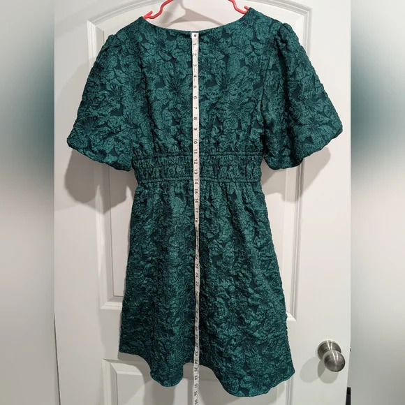 She + Sky Forest Green Textured Mini Dress - Picture 3 of 6